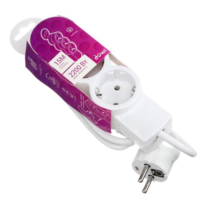 Удлинитель Duwi, 3 розетки, 1.5 м, 10 А, 2200 Вт, ПВС 3х0.75 мм2, с з/к, белый Удлинитель Duwi, 3 розетки, 1.5 м, 10 А, 2200 Вт, ПВС 3х0.75 мм2, с з/к, белый