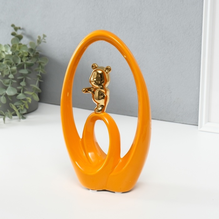 Сувенир керамика Сувенир керамика "Медвежонок - сны наяву" оранжевый с золотом 6х15,5х27 см