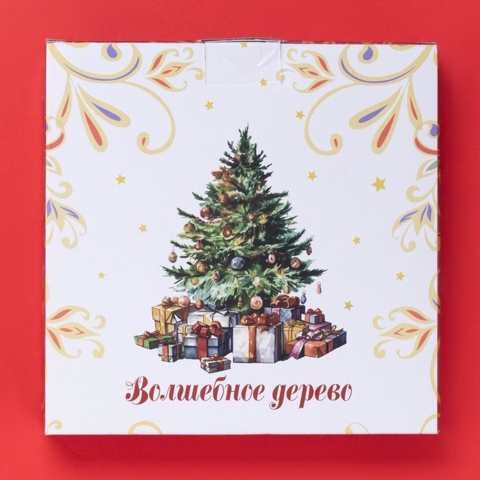 Тарелка новогодняя Доляна &laquo;Волшебное дерево&raquo;, d=20 см, керамика, цвет белый