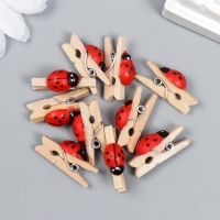 Декор для творчества дерево "Прищепка с божьей коровкой" (набор 10 шт) 2,6х1 см Декор для творчества дерево "Прищепка с божьей коровкой" (набор 10 шт) 2,6х1 см