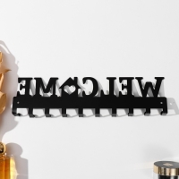 Крючки декоративные металл "Добро пожаловать. Дом" чёрный 1,9х32,9х8,2 см Крючки декоративные металл "Добро пожаловать. Дом" чёрный 1,9х32,9х8,2 см