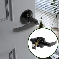 Защелка (мод.3182), межкомнатная, фиксатор, цвет матовый черный Защелка (мод.3182), межкомнатная, фиксатор, цвет матовый черный