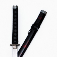 Сув. изделие катаны 3в1 на подставке, ножны дерево, черные с дымкой бордо глянец 51/77/100см