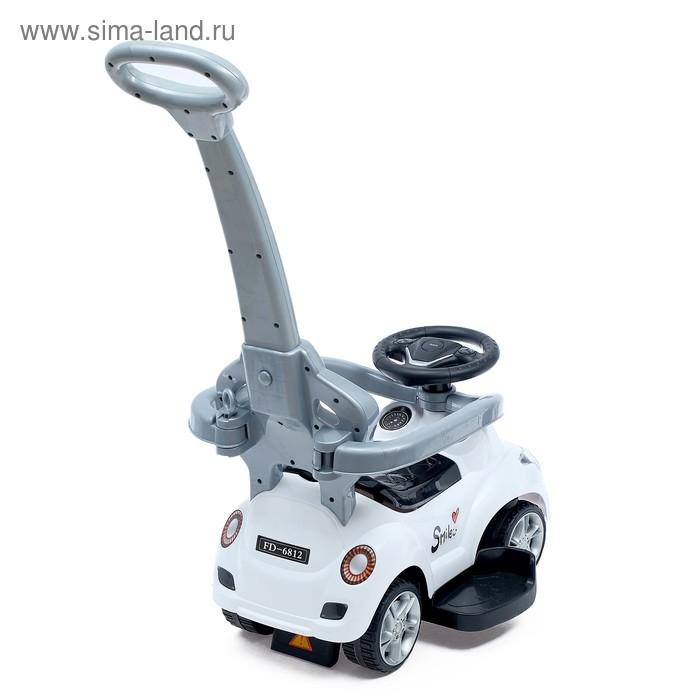 Толокар-каталка &laquo;Тачка&raquo;, с родительской ручкой, цвет белый