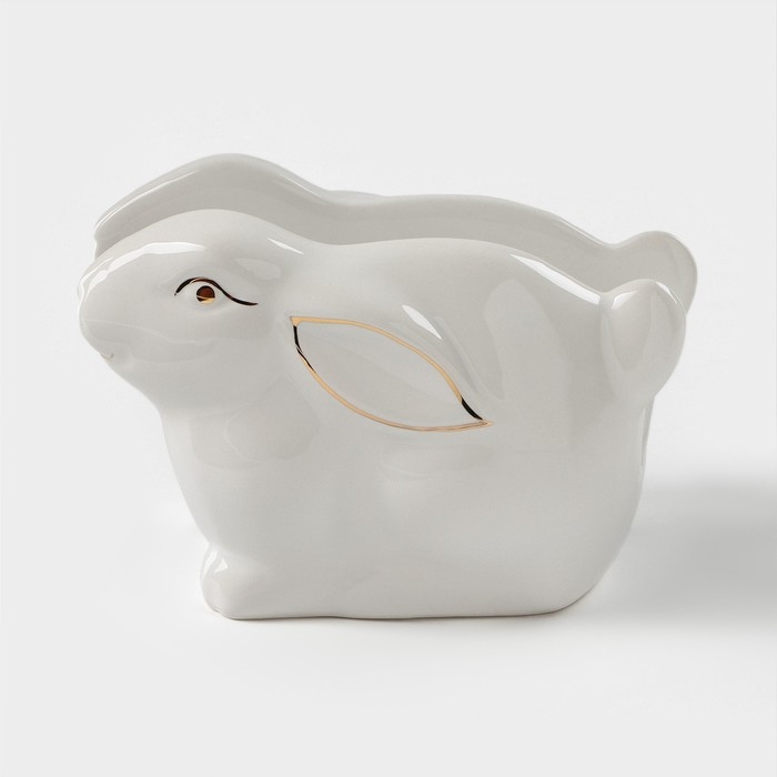 Салфетница Доляна &laquo;Зайка в золотом&raquo;, 12&times;7&times;8,5 см, цвет белый
