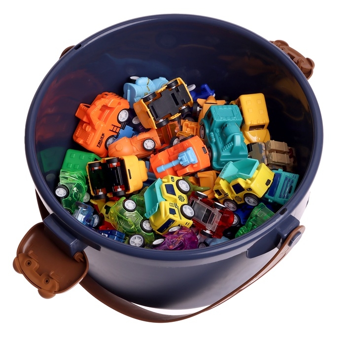 Машинки детские &laquo;Мега набор&raquo;, в ведре, инерционные, 65 шт., с игровым полем