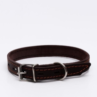 Ошейник кожаный однослойный, тиснёный «Лаю. Кусаю», 48х2, ОШ 32-43 см, коричневый с золотом Ошейник кожаный однослойный, тиснёный «Лаю. Кусаю», 48х2, ОШ 32-43 см, коричневый с золотом