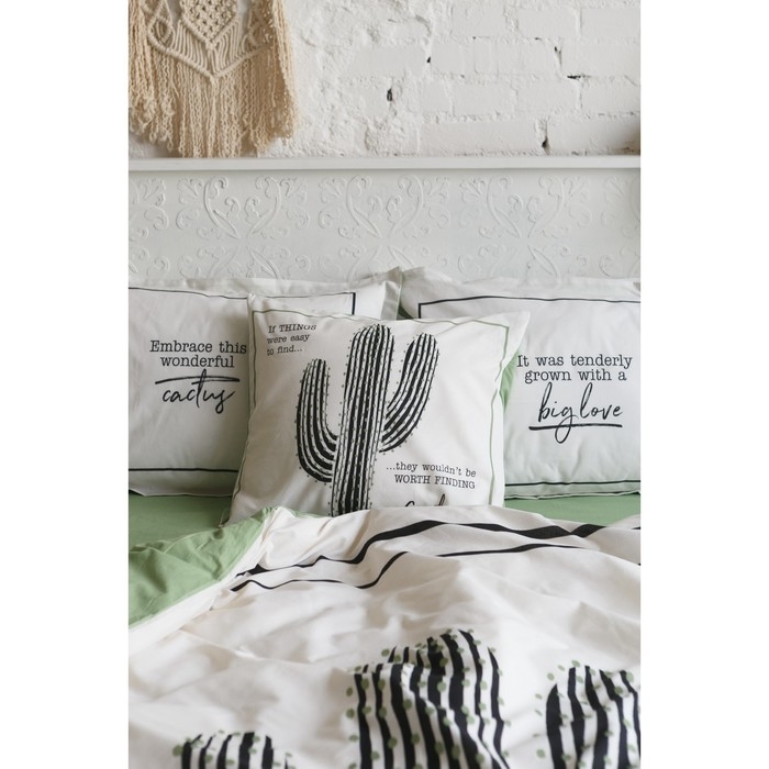 Постельное бельё "Этель" 2 сп Кактус 175х215 см, 200х220 см, 50х70+3 см - 2 шт