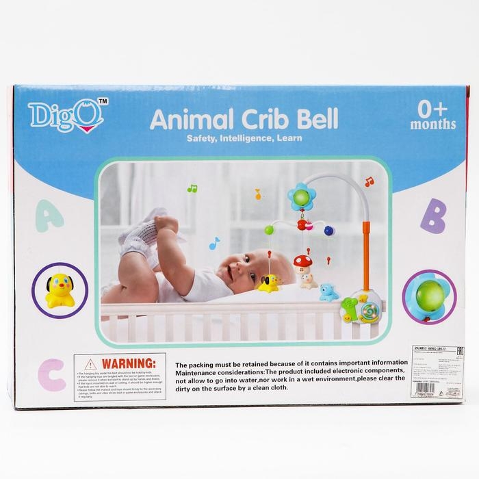 Мобиль музыкальный на кроватку &laquo;Зверята&raquo; с ночником, работает от батареек