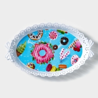 Поднос овальный Доляна &laquo;Пастораль&raquo;, 36&times;22&times;5 см, цвет МИКС