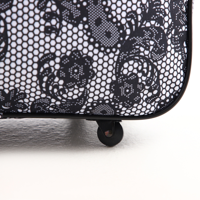 Сумка дорожная на колёсах, отдел на молнии, 3 наружных кармана, длинный ремень, цвет чёрный/белый