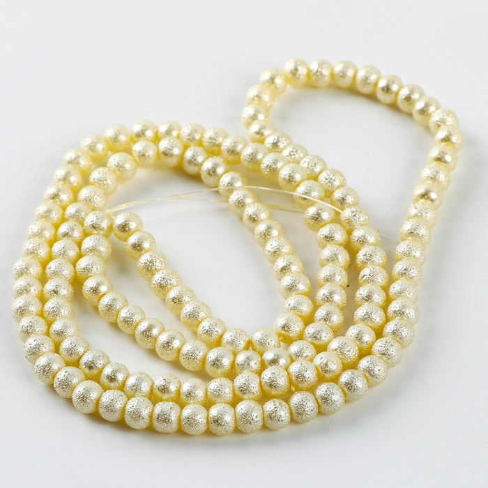 Бусины из стекла, набор 140 шт., размер 1 шт. &mdash; 6 мм, цвет белое золото