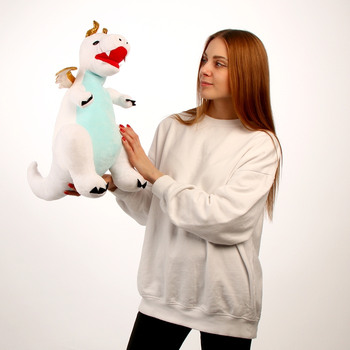 Мягкая игрушка &laquo;Дракон&raquo;, с золотыми крыльями, 45 см, цвет белый