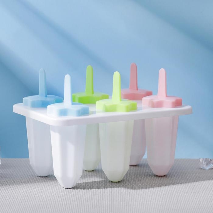 Форма для мороженого &laquo;Звезда&raquo;, 6 ячеек, цвет прозрачный