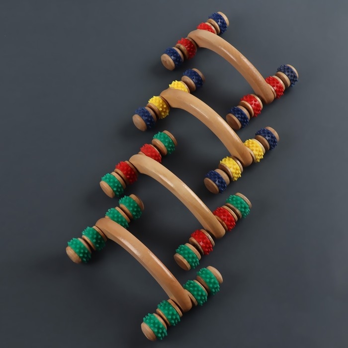 Массажёр деревянный, 15 × 10,5 × 5 см, 8 колёс, цвет МИКС Массажёр деревянный, 15 × 10,5 × 5 см, 8 колёс, цвет МИКС