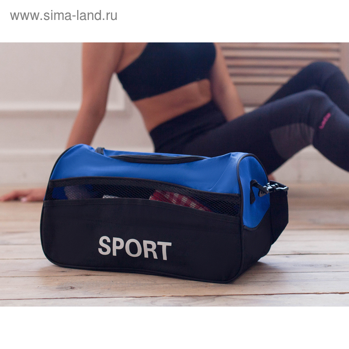 Сумка спортивная на молнии, наружный карман, регулируемый ремень, маленький размер, цвет синий/чёрный Сумка спортивная на молнии, наружный карман, регулируемый ремень, маленький размер, цвет синий/чёрный