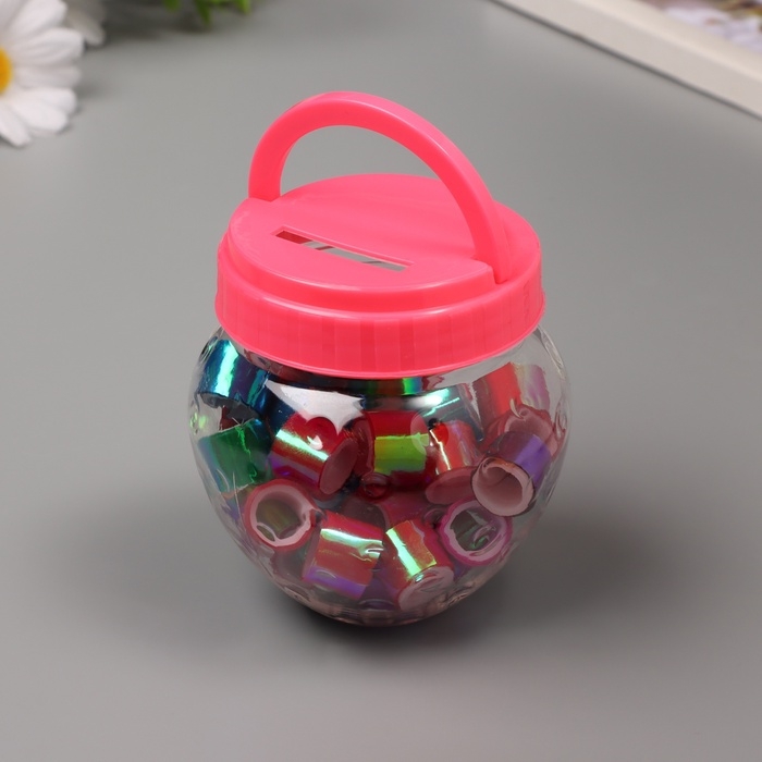 Клейкая лента пластик в банке "Перламутровый микс" н-р 40 шт 1,2 см, дл.0,9 м 7х7х9 см