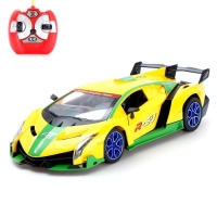 Машина радиоуправляемая &laquo;Суперкар&raquo;, работает от аккумулятора, световые эффекты, цвет жёлтый