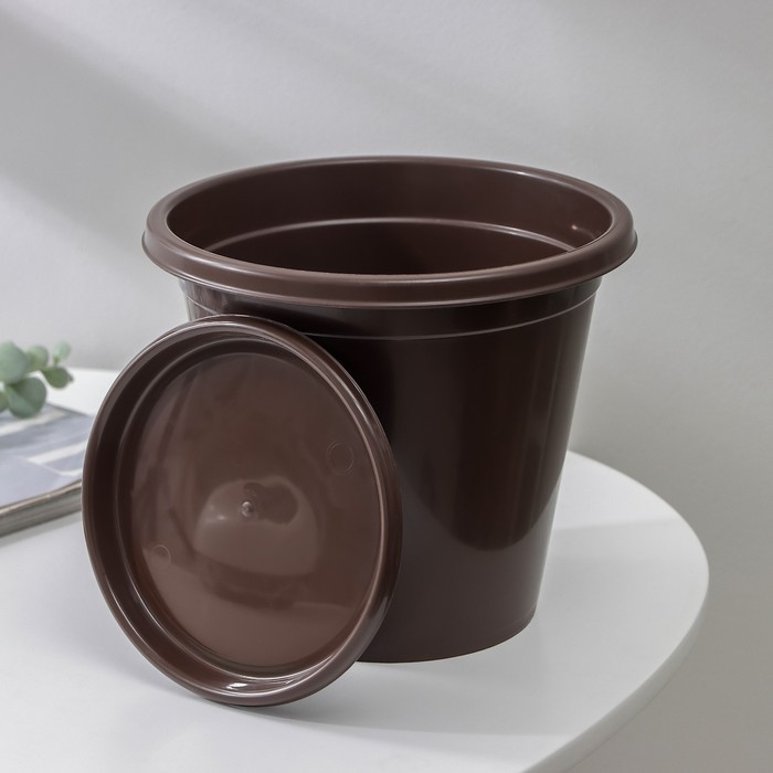 Горшок для цветов с поддоном &laquo;Эконом&raquo;, 2 л, пластиковый, цвет коричневый