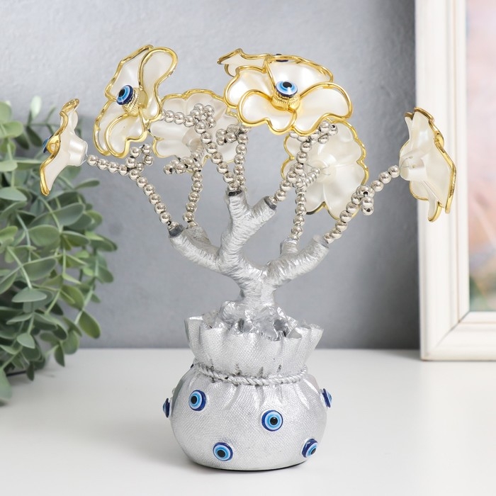 Сувенир от сглаза Сувенир от сглаза "Цветущее дерево. Денежный мешок" серебро, перламутр 14,5х8,55х22 см