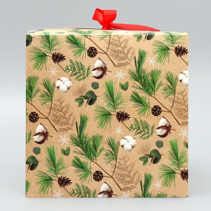 Коробка подарочная новогодняя складная &laquo;Счастья в новом году&raquo;, хлопок, 18 х 18 х 18 см, Новый год