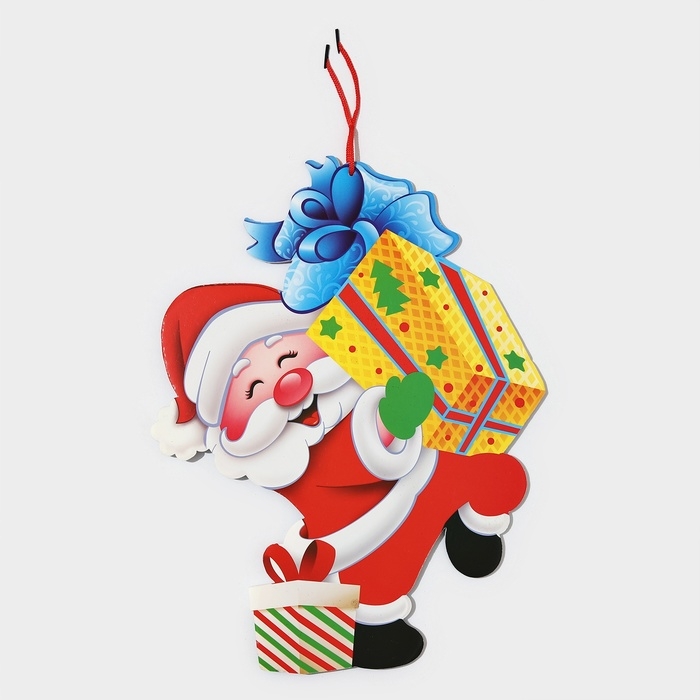 Декоративное украшение (подвеска) "Дед мороз с подарком" 42,5х32 см