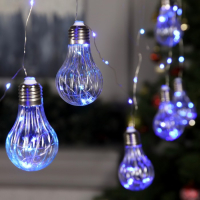Гирлянда &laquo;Нить&raquo; 3 м роса с насадками &laquo;Лампочки объёмные&raquo;, IP20, серебристая нить, 100 LED, свечение синее, 3.5 В