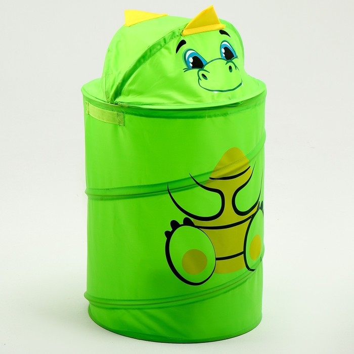Корзина для хранения игрушек «Динозаврик» с ручками и крышкой, 55 х 33 х 33 см, зелёная Корзина для хранения игрушек «Динозаврик» с ручками и крышкой, 55 х 33 х 33 см, зелёная