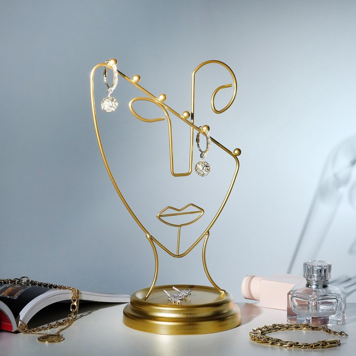 Подставка для украшений «Полу-профиль» h=26, d=13, цвет золото Подставка для украшений «Полу-профиль» h=26, d=13, цвет золото