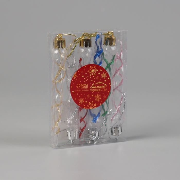 Украшение ёлочное "Сосулька Космин" (набор 6 шт) 11,5х1 см, прозрачный микс