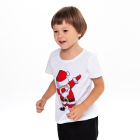 Футболка детская, цвет белый/дед мороз, рост 104 см Футболка детская, цвет белый/дед мороз, рост 104 см