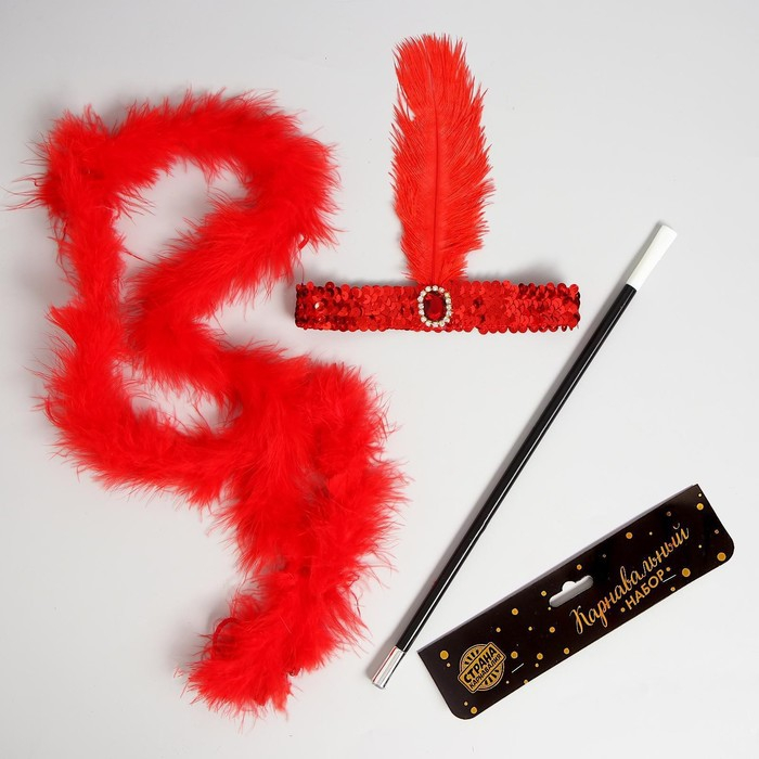 Карнавальный набор &laquo;Огненная красотка&raquo;, повязка на голову, боа, мундштук