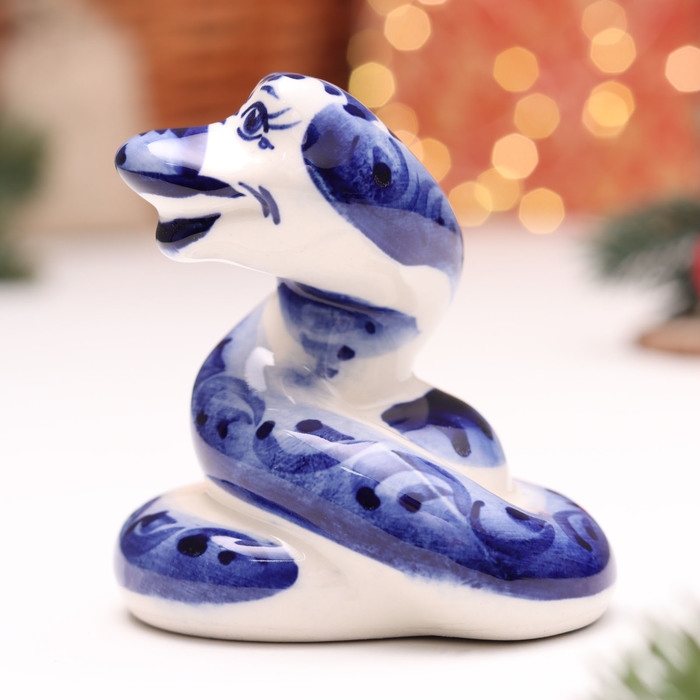Сувенир "Змея", №8, гжель, 8 см