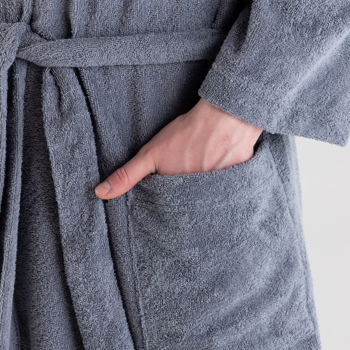 Халат махровый мужск. "Лучший папа" р-р 52-54, серый