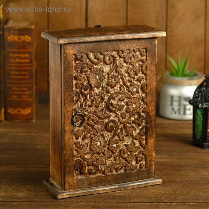 Ключница "Узоры из цветов" дерево 21*9*26 см