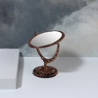 Зеркало настольное &laquo;Овал&raquo;, двустороннее, с увеличением, зеркальная поверхность 8,5 &times; 12,1 см, цвет чёрный/медный