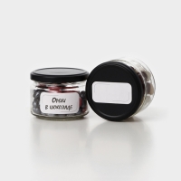 Набор стеклянных банок с черной крышкой и этикеткой, ТО-82, 250 мл, 6 шт