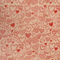 Бумага упаковочная крафт "Сердечки фигурные", красный, 40 г/м&sup2; ,0,72 х 10 м