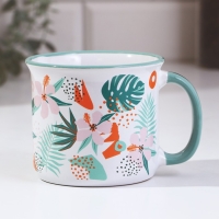 Кружка керамическая &laquo;Цветы&raquo;, 450 мл, цвет белый