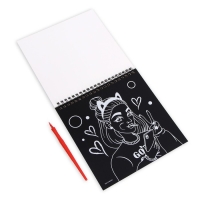 Гравюра блокнот - раскраска детская &laquo;Модница&raquo;, 19 х 19 см, для девочки