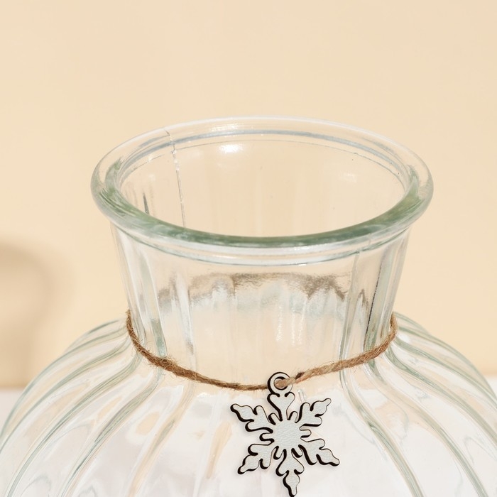 Ваза для цветов, новогодняя &laquo;Снежинка&raquo;, на Новый год 19,5 х 15,6 см