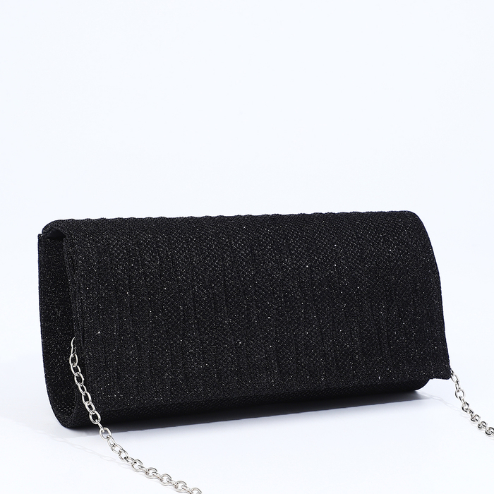 Сумка-клатч на магните, длинная цепь, цвет чёрный