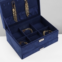 Подставка для украшений «Шкатулка» 2-х уровневая, флок, 24,5×17×12 см, цвет синий Подставка для украшений «Шкатулка» 2-х уровневая, флок, 24,5×17×12 см, цвет синий