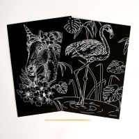 Набор гравюр «Единорог и фламинго» с металлическим эффектом «золото», 2 шт., А5 Набор гравюр «Единорог и фламинго» с металлическим эффектом «золото», 2 шт., А5