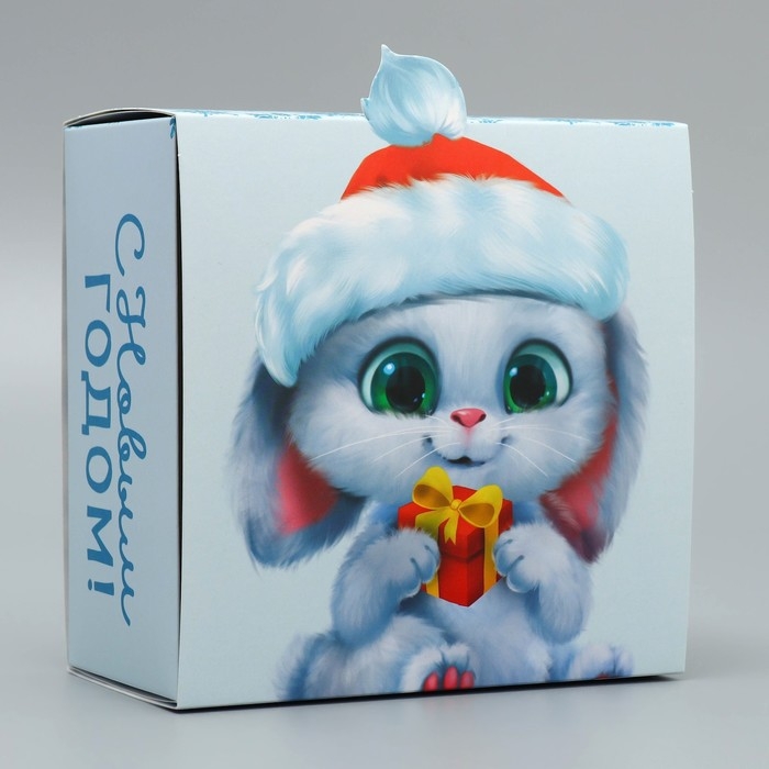 Подарочная коробка новогодняя складная &laquo;Зайчик с подарком&raquo;, 15 х 15 х 8 см, Новый год