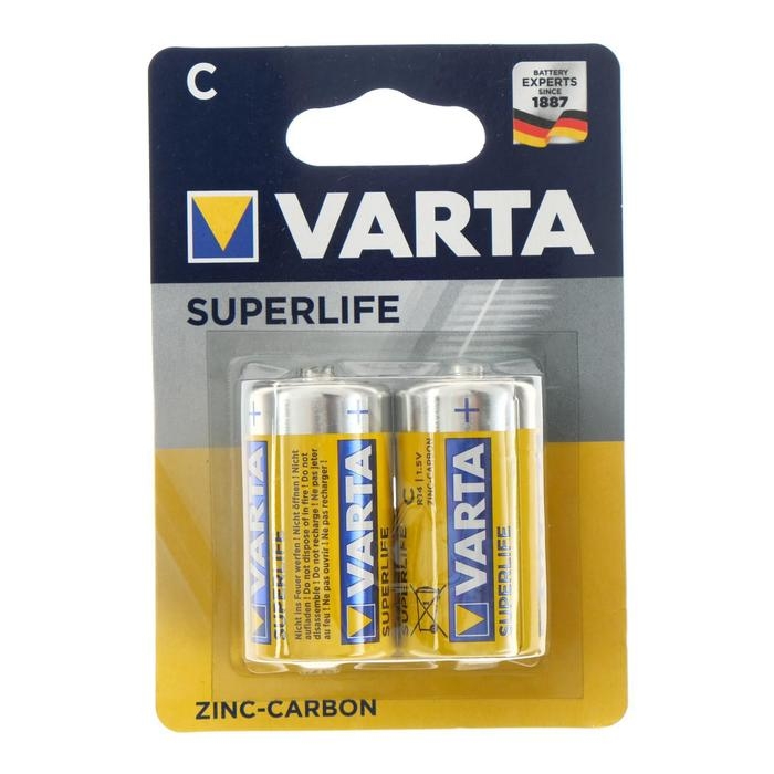 Батарейка солевая Varta SuperLife, C, R14-2BL, 1.5В, блистер, 2 шт. Батарейка солевая Varta SuperLife, C, R14-2BL, 1.5В, блистер, 2 шт.