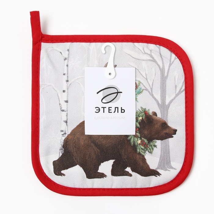 Новый год. Прихватка Этель "Лесные звери" саржа, 19х19см,100% хл,ватин 250г/м2