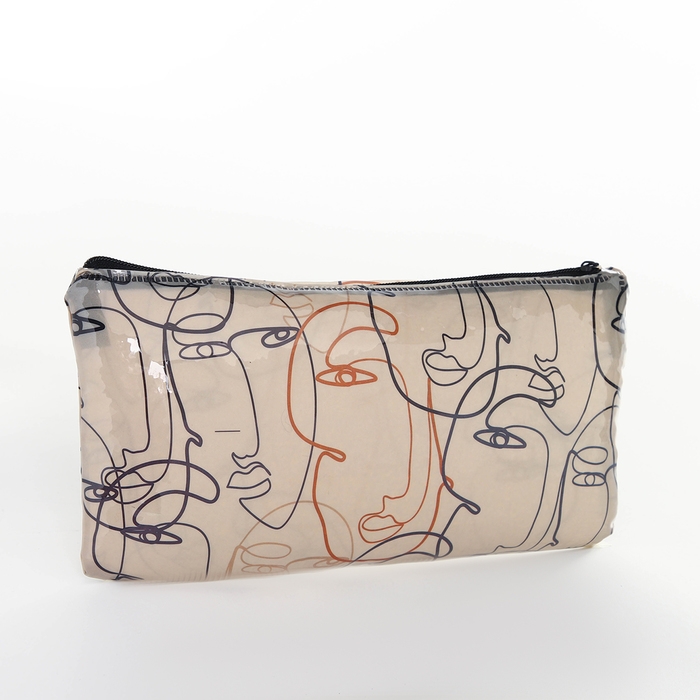 Косметичка-пенал на молнии, ПВХ, цвет прозрачный/серый Косметичка-пенал на молнии, ПВХ, цвет прозрачный/серый