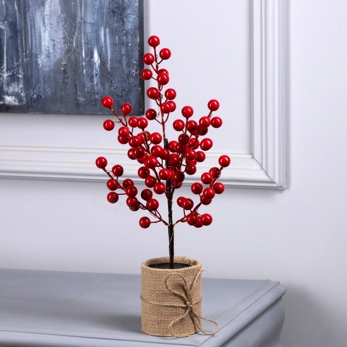 Светодиодный куст &laquo;Ягоды&raquo; 35 см, 30 LED, батарейки AAx3 (нет в комплекте), свечение тёплое белое