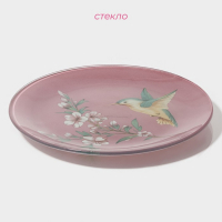 Набор тарелок стеклянных Доляна &laquo;Колибри&raquo;, 19 предметов: 6 десертных тарелок, 6 обеденных тарелок, 6 мисок, салатник